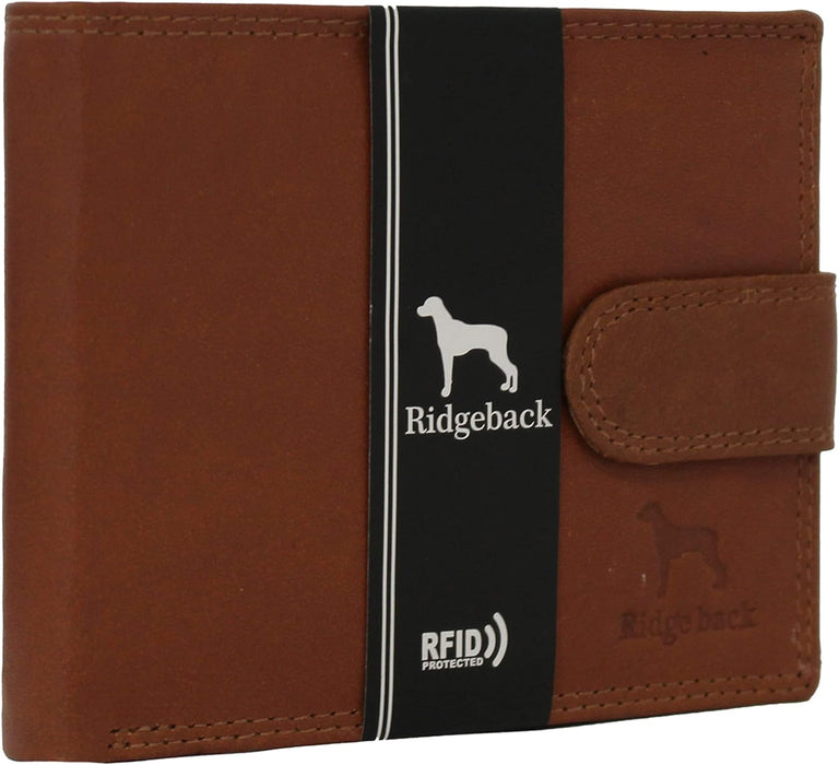 Ridgeback - Button Close Leather Wallet Card Holder Id Wallet | Genuine Leather Note Wallet