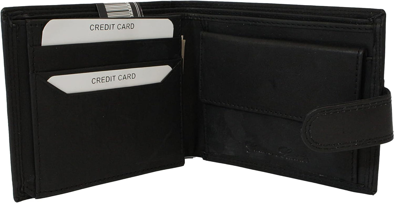 Ridgeback - Mens Genuine Leather Button Close 6 Card Holder Wallet