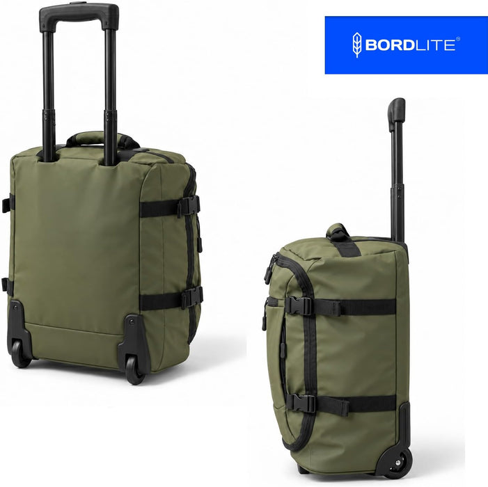 Bordlite EasyJet Cabin Bag 45x36x20cm – Lightweight Wheeled Carry On Trolley Bag 800g – Water-Resistant TARP, Telescopic Handle & Front Pockets – Khaki