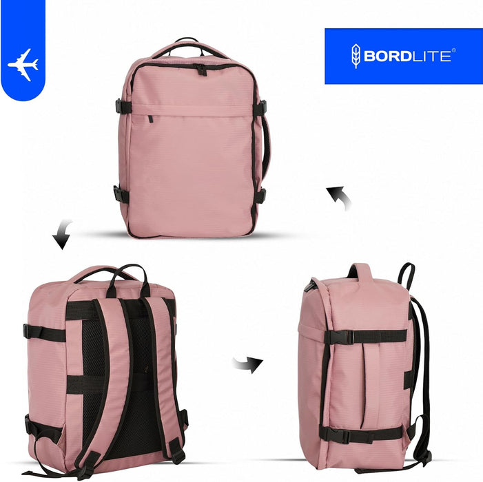 Bordlite Ryanair Cabin Backpack 40x30x20cm – Underseat Travel Backpack for Wizz Air & EasyJet, Water-Resistant Polyester Carry On Bag with Laptop Sleeve, Compression Straps & Security Pocket