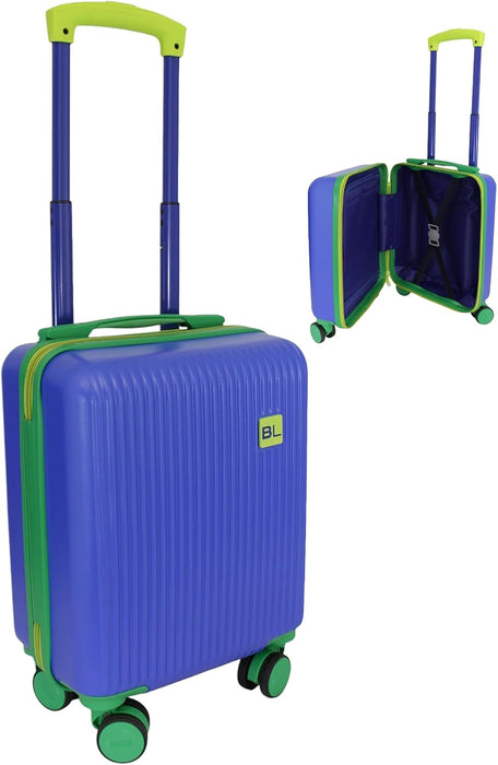 Bordlite Kids Suitcase 40x30x20cm Blue Cabin Luggage for Boys & Girls, Childrens Underseat Travel Case with 360 Spinner Wheels, Telescopic Handle, ABS Shell for Ryanair & Wizz Air