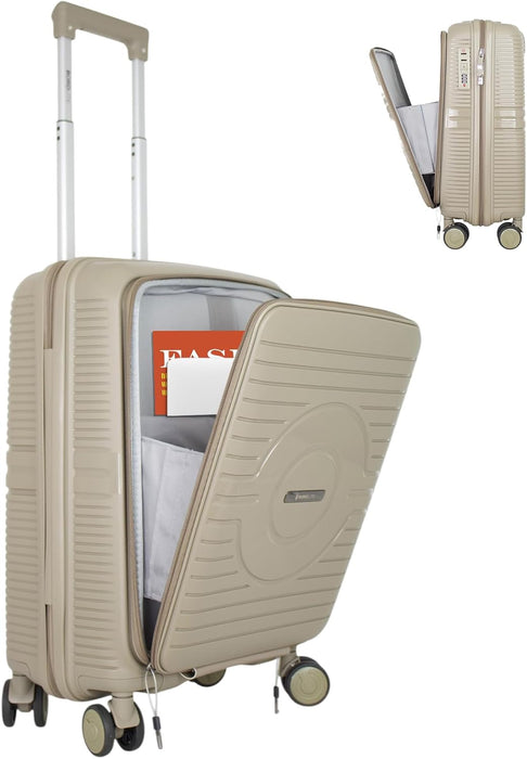 Bordlite® PP Cabin Suitcase - Lightweight Case with Lockable Front Laptop Compartment