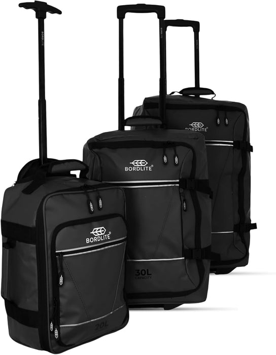 Bordlite® 3-Piece Wheeled Holdall Luggage Set – Underseat 16”, Cabin 20” & Check-in 24”