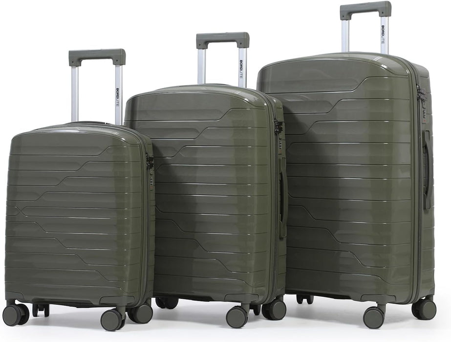 Bordlite Expandable Polypropylene Hard Shell Luggage, Lightweight Suitcase with 4 Spinner Wheels, Combination Lock and Telescopic Handle