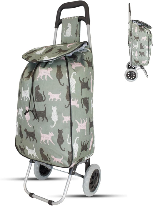 Lightweight 2 Wheel Shopping Trolley Cart 35L - Water-Resistant Bag & Smooth Rolling Wheels - 94cm