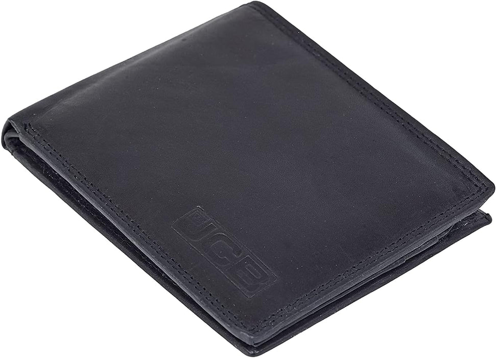 JCB - Leather Wallet Gift Set - Includes Leather Wallet & Cotton Socks (Size 7-11) - RFID Protected - Fold ID Pocket - Reinforced Heels & Toes - Gift Boxed (Black)