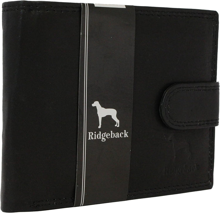 Ridgeback - Mens Genuine Leather Button Close 6 Card Holder Wallet