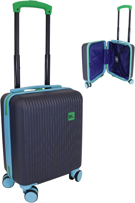 Bordlite Kids Suitcase 40x30x20cm Blue Cabin Luggage for Boys & Girls, Childrens Underseat Travel Case with 360 Spinner Wheels, Telescopic Handle, ABS Shell for Ryanair & Wizz Air