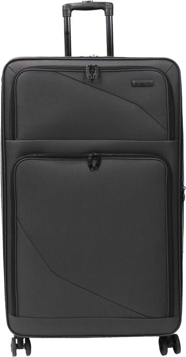 Bordlite Lightweight 4 Wheel Black Suitcase, Soft Luggage Travel Cabin Bag, Easy Roll Suitcase - Black