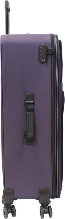 Bordlite Lightweight 4 Wheel Purple Suitcase Soft Luggage Travel Cabin Bag, Easy Roll Suitcase - Purple