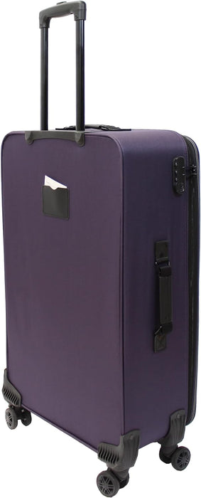 Bordlite Lightweight 4 Wheel Purple Suitcase Soft Luggage Travel Cabin Bag, Easy Roll Suitcase - Purple