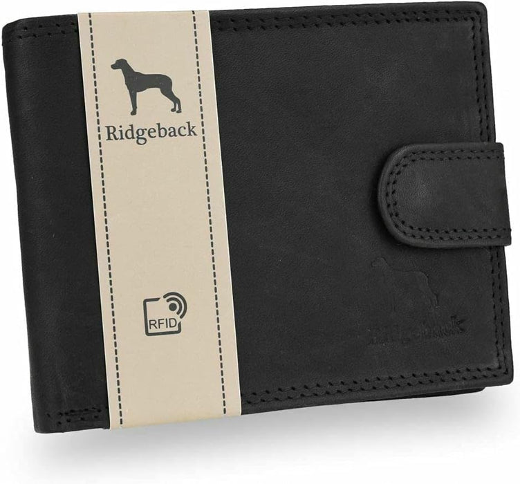 Ridgeback - Button Close Leather Wallet Card Holder Id Wallet | Genuine Leather Note Wallet