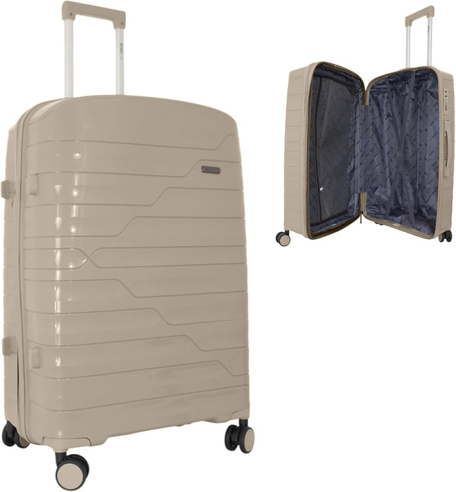 Bordlite Expandable Polypropylene Hard Shell Luggage, Lightweight Suitcase with 4 Spinner Wheels, Combination Lock and Telescopic Handle
