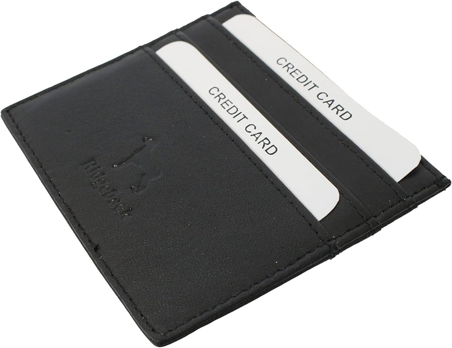 Ridgeback - Ultra Slim Leather Credit Card Holder | Genuine Leather Card Wallet (Black, Ultra Slim 6)