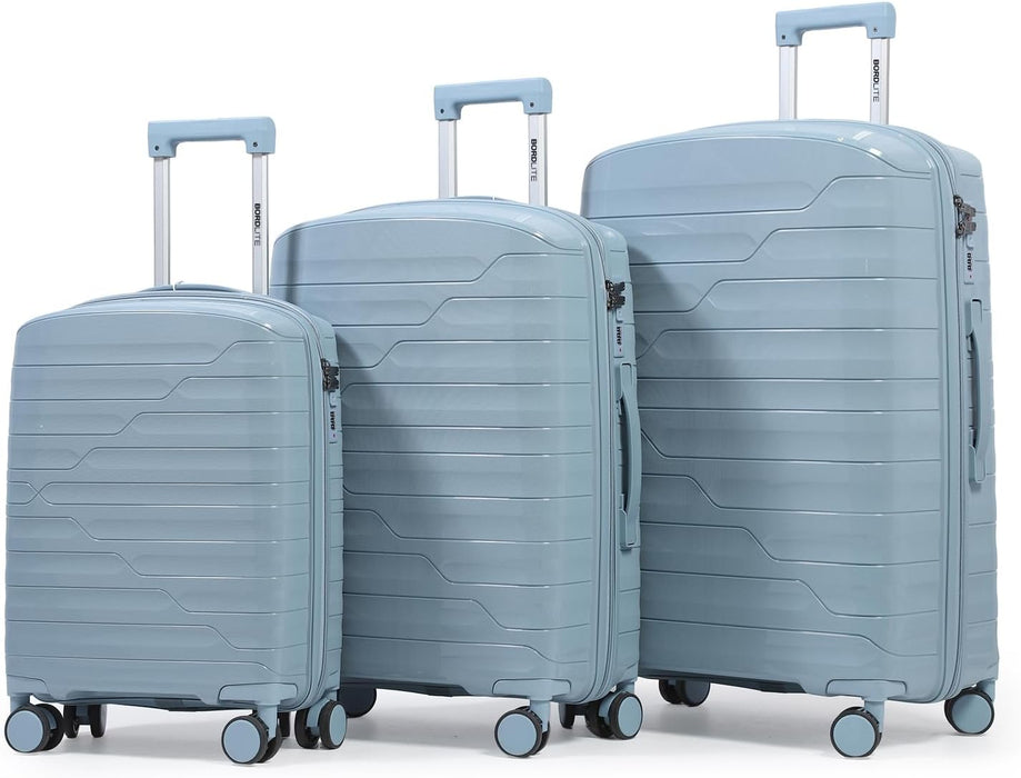 Bordlite Expandable Polypropylene Hard Shell Luggage, Lightweight Suitcase with 4 Spinner Wheels, Combination Lock and Telescopic Handle