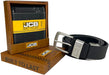 JCB Adjustable Black Leather Mens Belt & Genuine Leather Black Wallet - Bundle