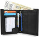 Ridgeback - Mens Bi Fold Leather Wallet Coin Purse Note Holder ID Case | Genuine Leather (Black)