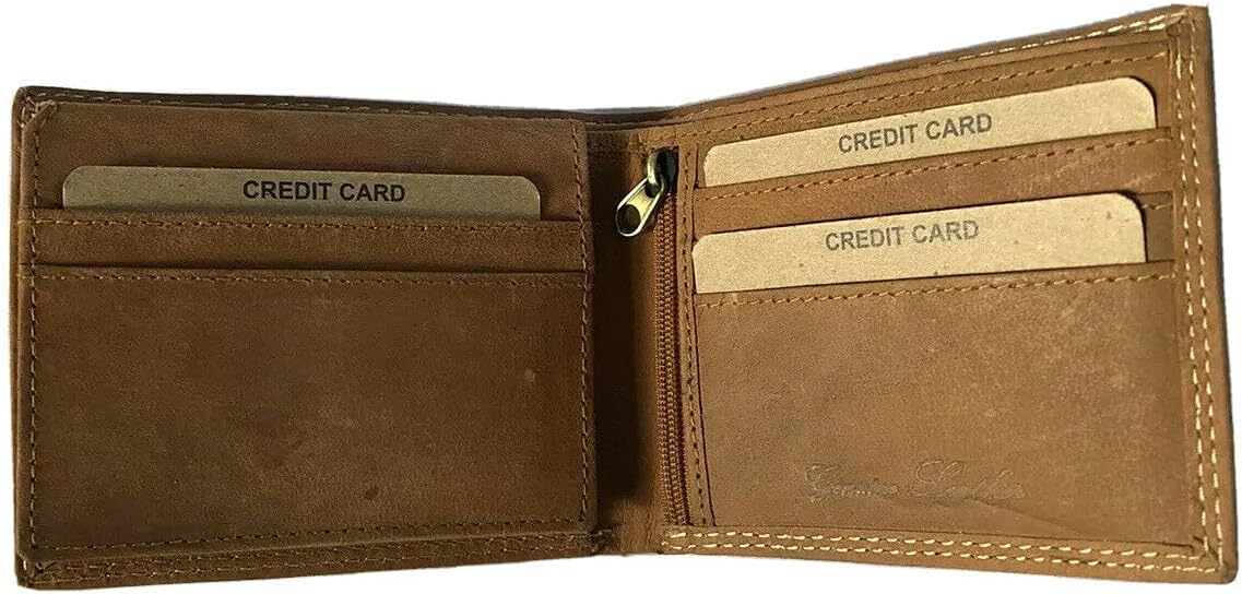 JCB - Vintage Leather Wallet- Built-in RFID Technology - Mens Accessories - 8 Credit Card Holder - Includes Zip Coin Pocket, Flap ID Holder - Designer Wallets for Men - Gift Boxed