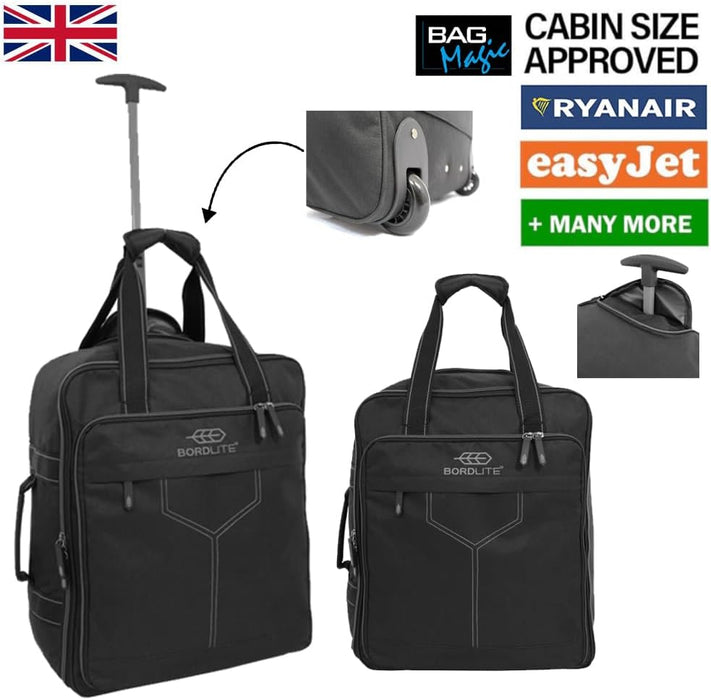 Bordlite Ryanair Approved Cabin Holdall on Wheels, Extendable Handle, Multi Pocket Travel Bag, Holdall Travel Bag Suitcase