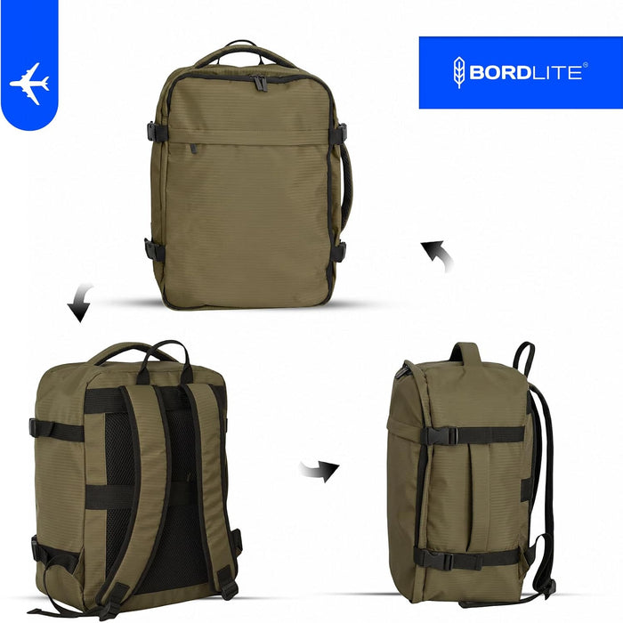 Bordlite Ryanair Cabin Backpack 40x30x20cm – Underseat Travel Backpack for Wizz Air & EasyJet, Water-Resistant Polyester Carry On Bag with Laptop Sleeve, Compression Straps & Security Pocket
