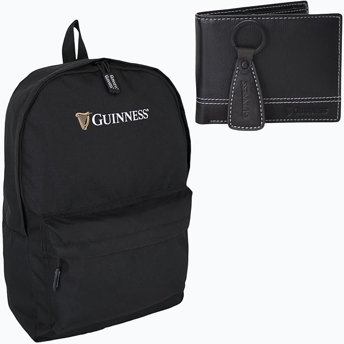 Guinness Ryanair Cabin Backpack 40x25x20cm Underseat Bag + Leather Bifold Wallet Bundle