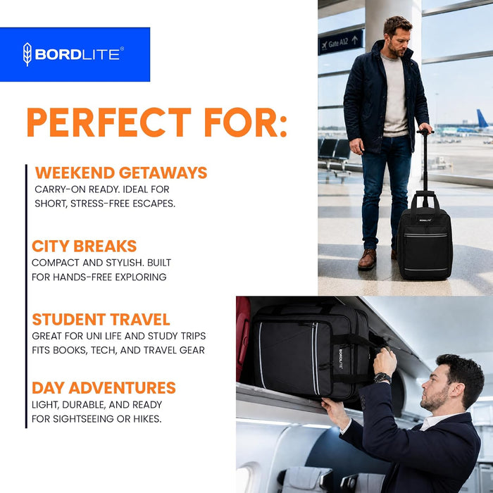 Bordlite EasyJet Underseat Cabin Bag 45x36x20cm - Wheeled Travel Holdall with Trolley Handle - Lightweight Tarp Soft Shell Carry On Luggage - Fits EasyJet Free Bag Allowance