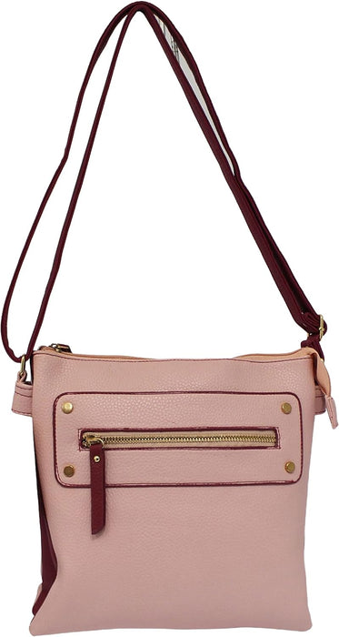 Nicole Brown Women's Two Tone Faux Leather Crossbody Satchel