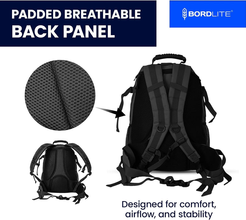Bordlite 25L Military Tactical Backpack, Heavy Duty MOLLE Rucksack with Padded Shoulder Straps, Waist Belt, Multiple Compartments for Hiking, Camping, Travel, Gym & Work