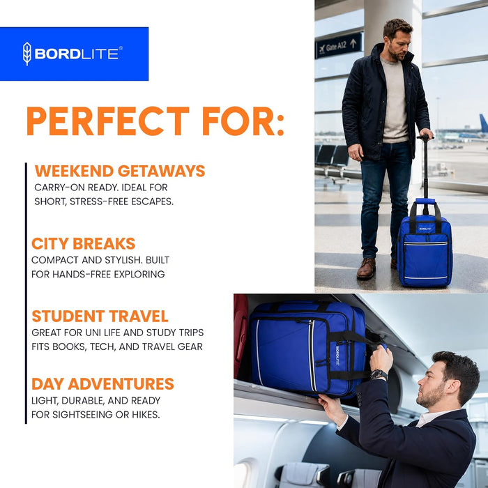 Bordlite EasyJet Underseat Cabin Bag 45x36x20cm - Wheeled Travel Holdall with Trolley Handle - Lightweight Tarp Soft Shell Carry On Luggage - Fits EasyJet Free Bag Allowance