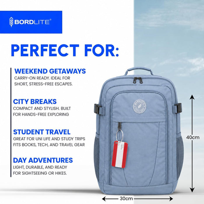 Bordlite Ryanair Cabin Bag 40x30x20cm Under Seat Travel Backpack + Free Luggage Tag