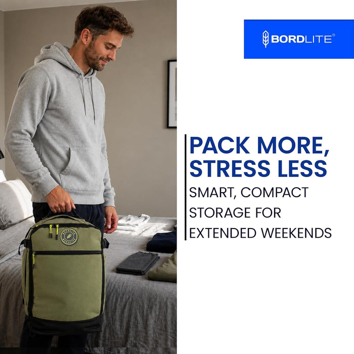 Bordlite Ryanair Cabin Bag 40x25x20cm Underseat Wheeled Travel Bag, Lightweight 20L Hand Luggage with Telescopic Handle, Smooth Wheels, Compression Straps, Side Pocket & Luggage Strap