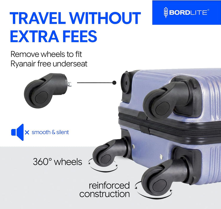 Bordlite Ryanair 40x30x20cm Underseat Carry On Suitcase with Removable Wheels | Extra Packing Space & Cabin Size Fit | Lightweight Luggage
