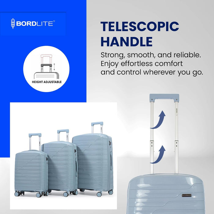 Bordlite Expandable Polypropylene Hard Shell Luggage, Lightweight Suitcase with 4 Spinner Wheels, Combination Lock and Telescopic Handle