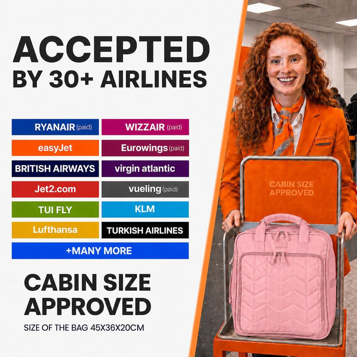 Bordlite EasyJet Underseat Cabin Bag 45x36x20cm - Wheeled Travel Holdall with Trolley Handle - Lightweight Polyester Soft Shell Carry On Luggage