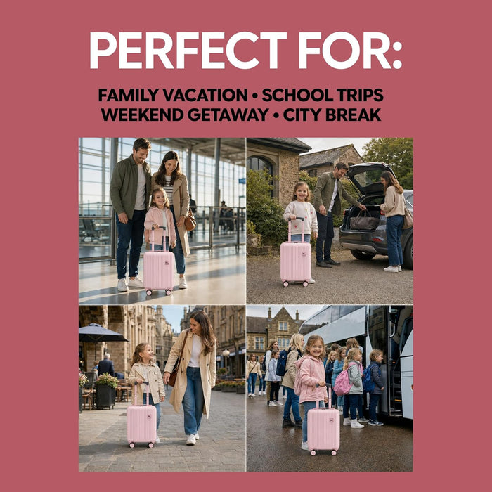 Bordlite Kids Suitcase 40x30x20cm Blue Cabin Luggage for Boys & Girls, Childrens Underseat Travel Case with 360 Spinner Wheels, Telescopic Handle, ABS Shell for Ryanair & Wizz Air
