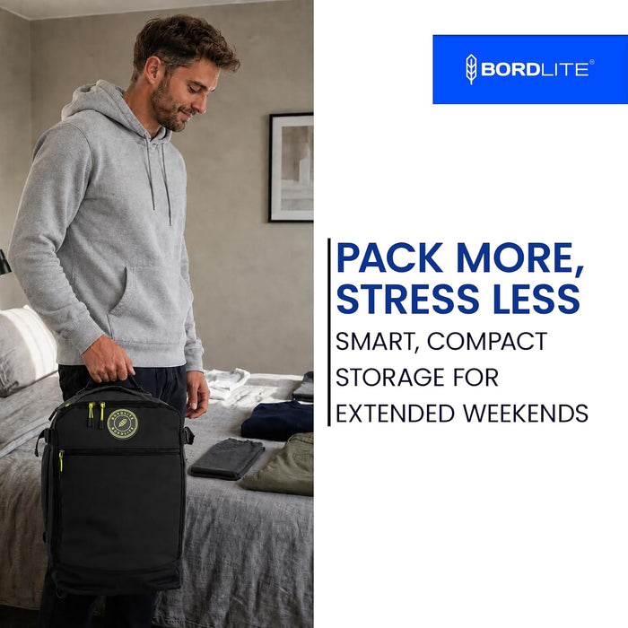 Bordlite Ryanair Cabin Bag 40x25x20cm Underseat Wheeled Travel Bag, Lightweight 20L Hand Luggage with Telescopic Handle, Smooth Wheels, Compression Straps, Side Pocket & Luggage Strap