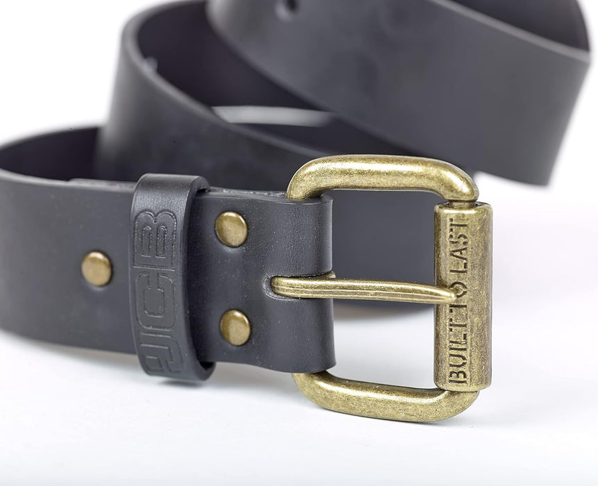 JCB - Mens Classic Genuine Leather Lined Belt - Genuine Brass Style Buckle Work Belts Gifts For Men Him