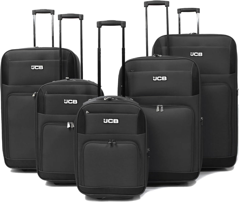 JCB Extra Large Lightweight Suitcase Luggage Cabin Trolley Bag Case Telescopic - Black