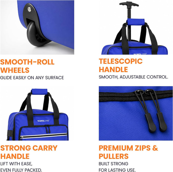 Bordlite EasyJet Underseat Cabin Bag 45x36x20cm - Wheeled Travel Holdall with Trolley Handle - Lightweight Tarp Soft Shell Carry On Luggage - Fits EasyJet Free Bag Allowance