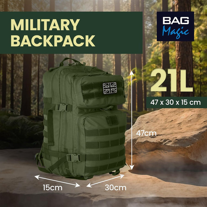 21L Military Tactical Backpack – Durable MOLLE Rucksack with Multi-Pocket Storage