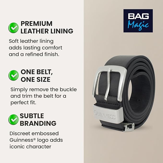 Guinness Ryanair Cabin Backpack 40x25x20cm & Leather-Lined Belt Bundle