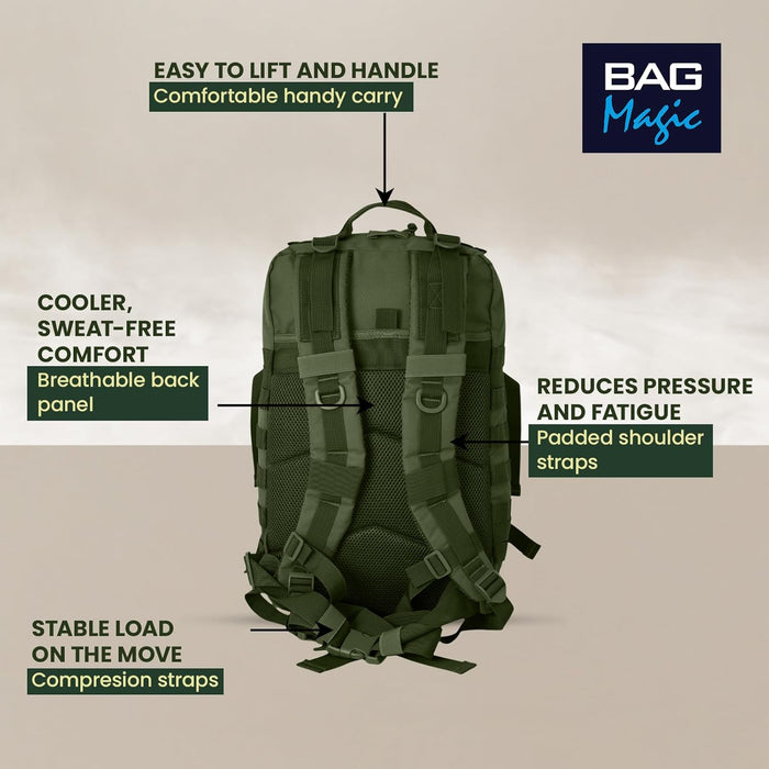 21L Military Tactical Backpack – Durable MOLLE Rucksack with Multi-Pocket Storage