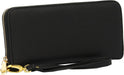 Nicole Brown - Faux Leather Gold Zip Clutch Purse | Removable Strap Vegan Leather (Black)