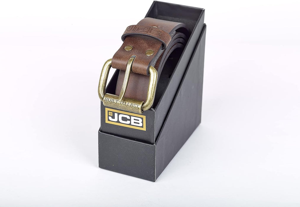 JCB - Classic Leather Belt - Designed with Zinc Alloy Buckle, Metal Keeper & Painted Edges - Smart Men's Belt - Leather Lined with PU Outer - Men's Accessories - Gift Boxed