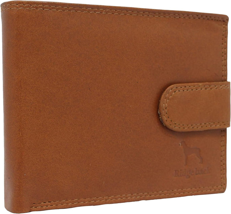 Ridgeback - Button Close Leather Wallet Card Holder Id Wallet | Genuine Leather Note Wallet