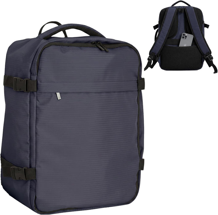 Bordlite Ryanair Cabin Backpack 40x30x20cm – Underseat Travel Backpack for Wizz Air & EasyJet, Water-Resistant Polyester Carry On Bag with Laptop Sleeve, Compression Straps & Security Pocket