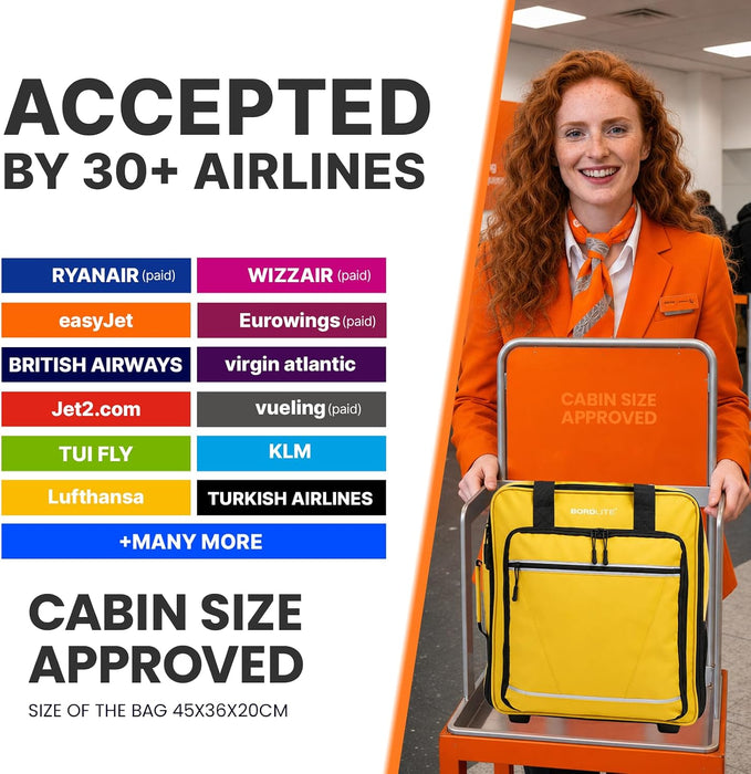 Bordlite EasyJet Underseat Cabin Bag 45x36x20cm - Wheeled Travel Holdall with Trolley Handle - Lightweight Tarp Soft Shell Carry On Luggage - Fits EasyJet Free Bag Allowance