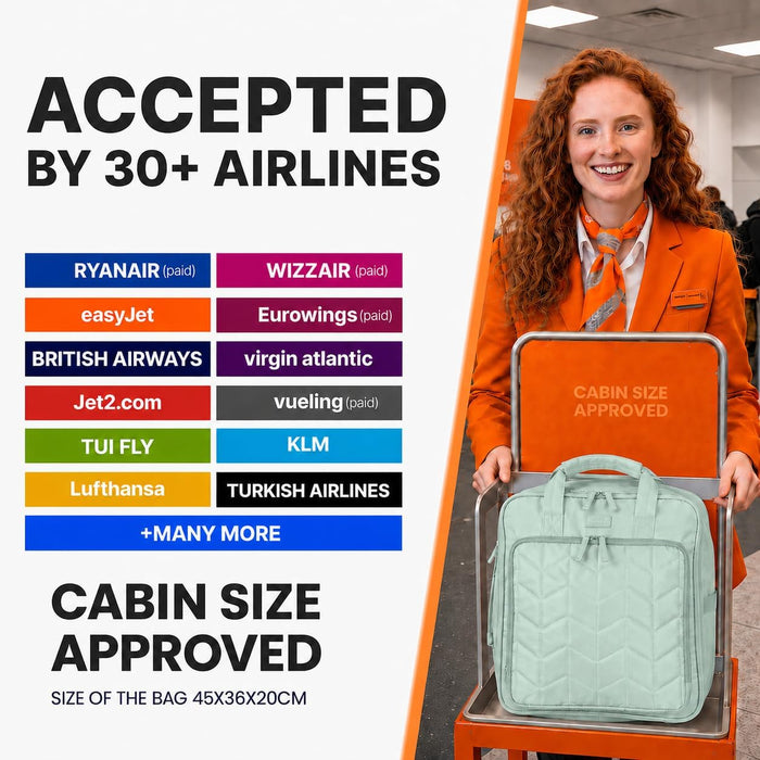 Bordlite EasyJet Underseat Cabin Bag 45x36x20cm - Wheeled Travel Holdall with Trolley Handle - Lightweight Polyester Soft Shell Carry On Luggage