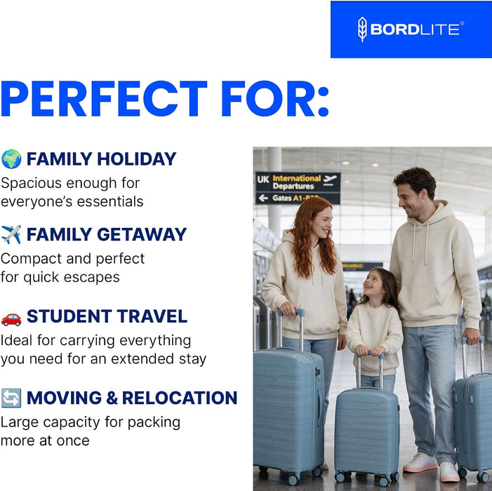 Bordlite Expandable Polypropylene Hard Shell Luggage, Lightweight Suitcase with 4 Spinner Wheels, Combination Lock and Telescopic Handle