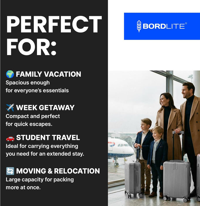 Bordlite Premium ABS Suitcases – Lightweight, Durable & Effortless 360° Spinner Wheels